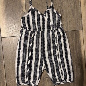Striped Black and White Kids Jumpsuit